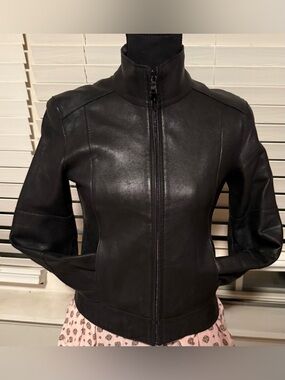 Andrew Marc Lamb Leather Jacket Black L